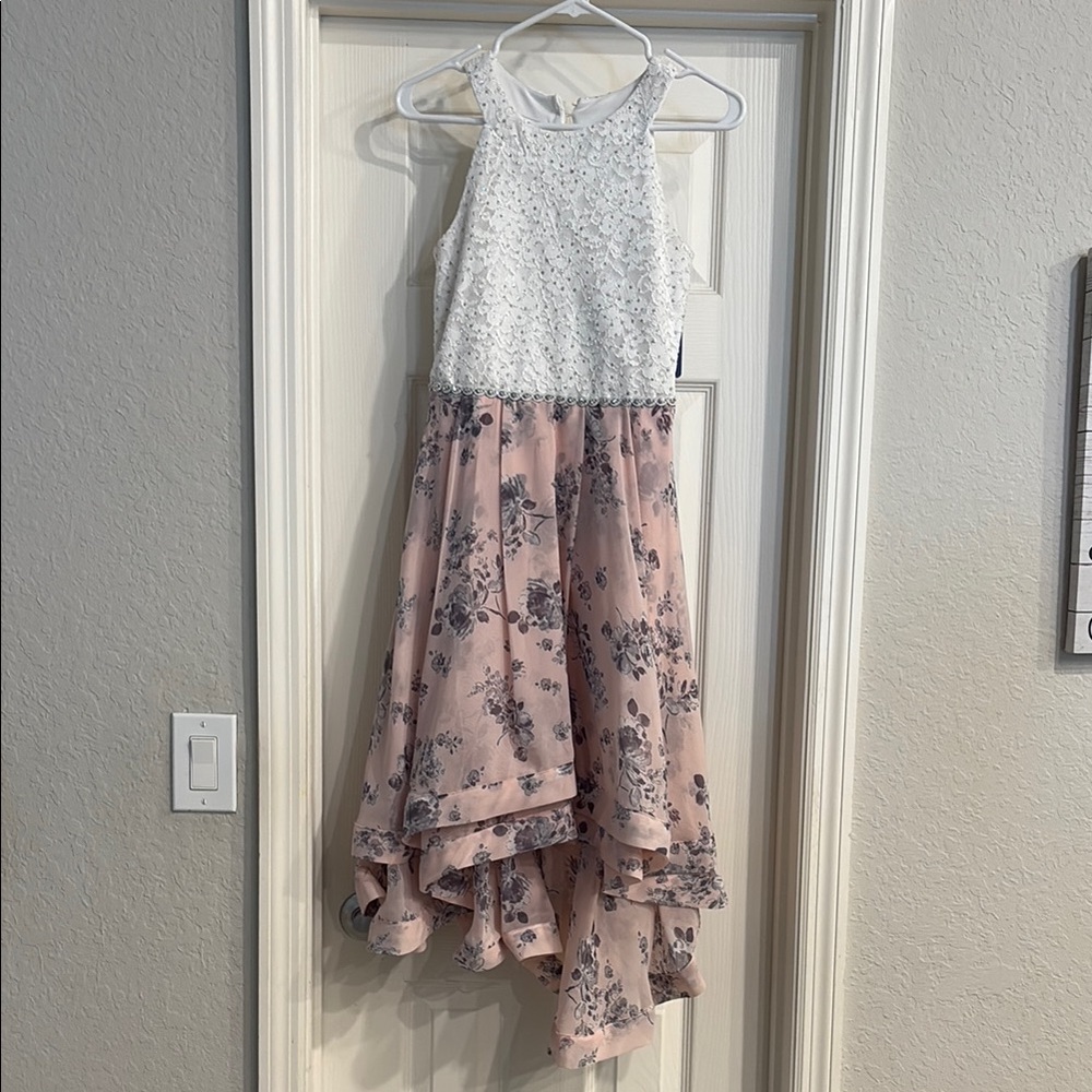 Speechless White and Pink Asymmetrical Halter Sundress